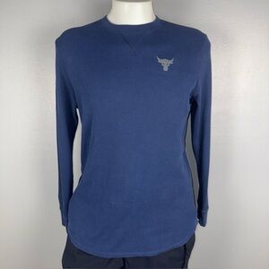 Under Armour Project Rock Large Blue Base Layer Waffle Knit Long Sleeve Thermal